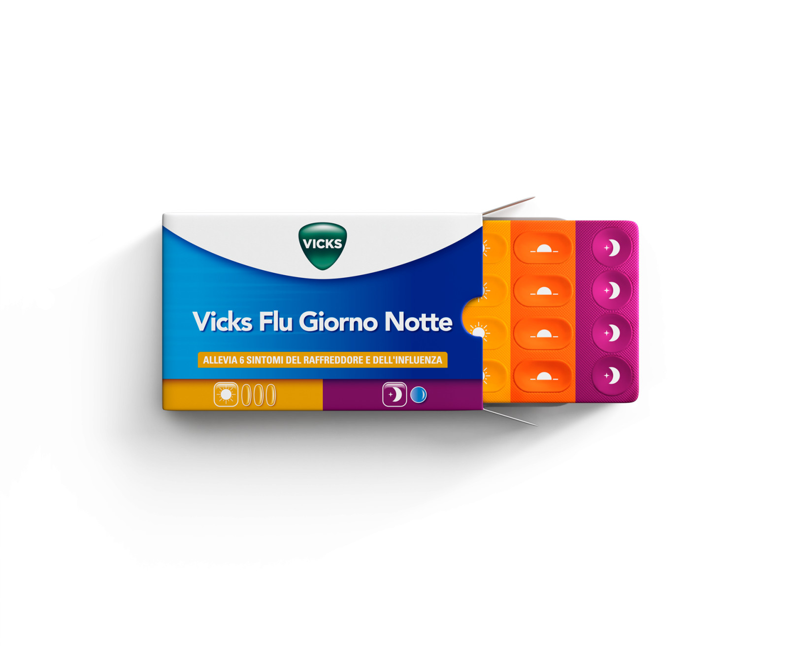 Vicks Flu Giorno Notte 12 Compresse Giorno + 4 Notte - Vicks