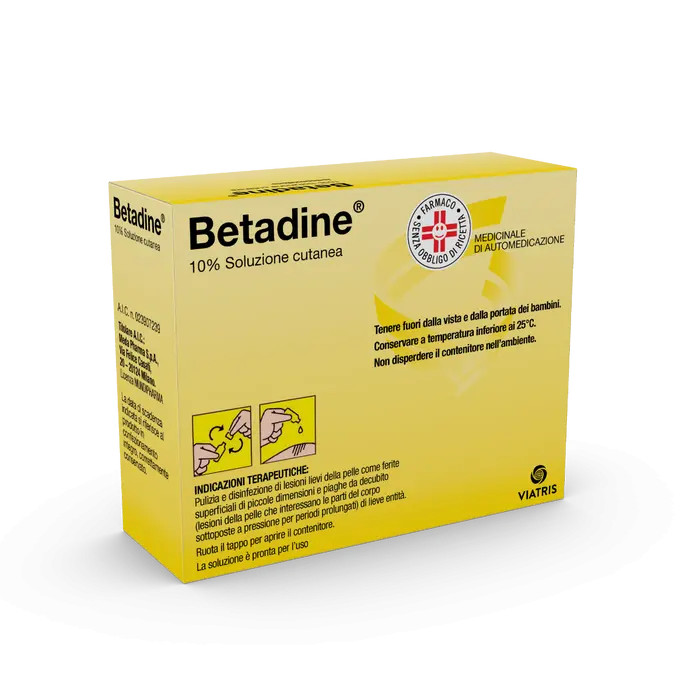 Betadine 10% Soluzione Cutanea Disinfettante Ferite 10 Flaconcini - Betadine
