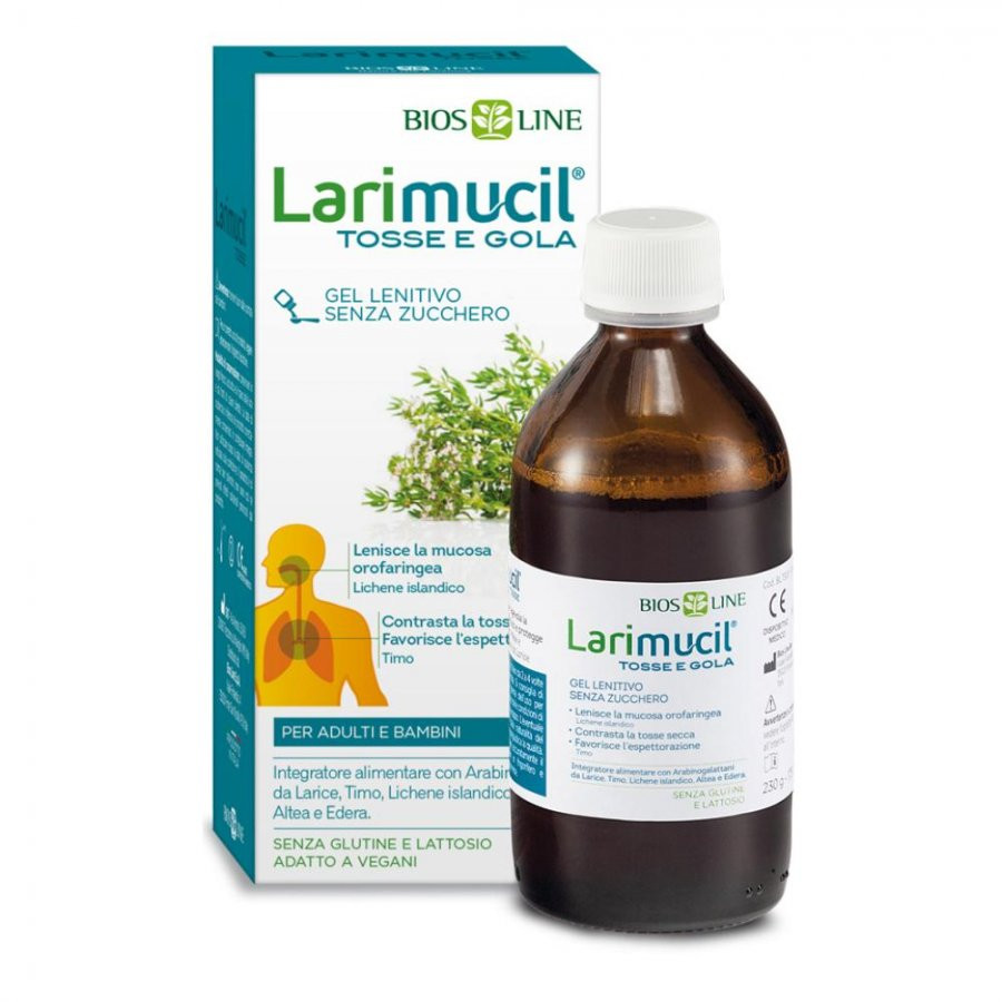 Larimucil Tosse Gola Sciroppo Senza Zucchero Glutine e Lattosio 120ml - LARIMUCIL