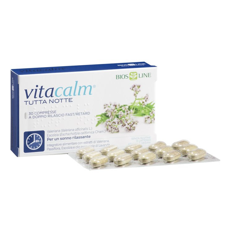 Vitacalm Tutta Notte Integratore Rilassamento e Sonno Doppio Rilascio 30 Compresse - Vitacalm
