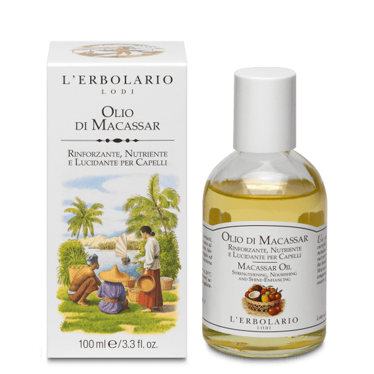 Olio di Macassar Capelli Nutriente Senza Siliconi Parabeni Petrolati 100ml - L'ERBOLARIO
