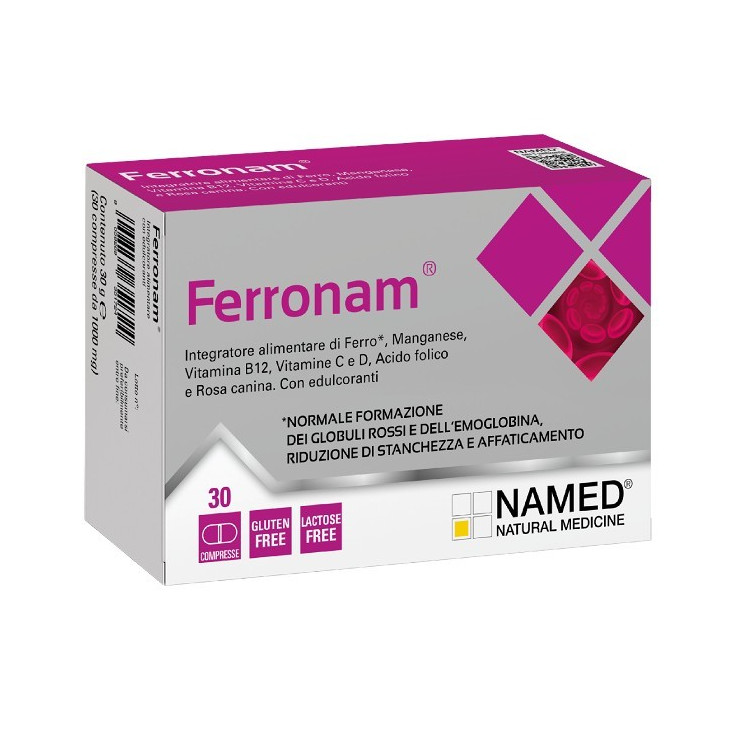 Ferronam Integratore Alimentare Ferro, Vitamine e Rosa Canina 30 Compresse - NAMED