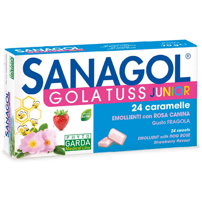 Sanagol Gola Tuss Junior Fragola Integratore per Gola 24 Caramelle - NAMED