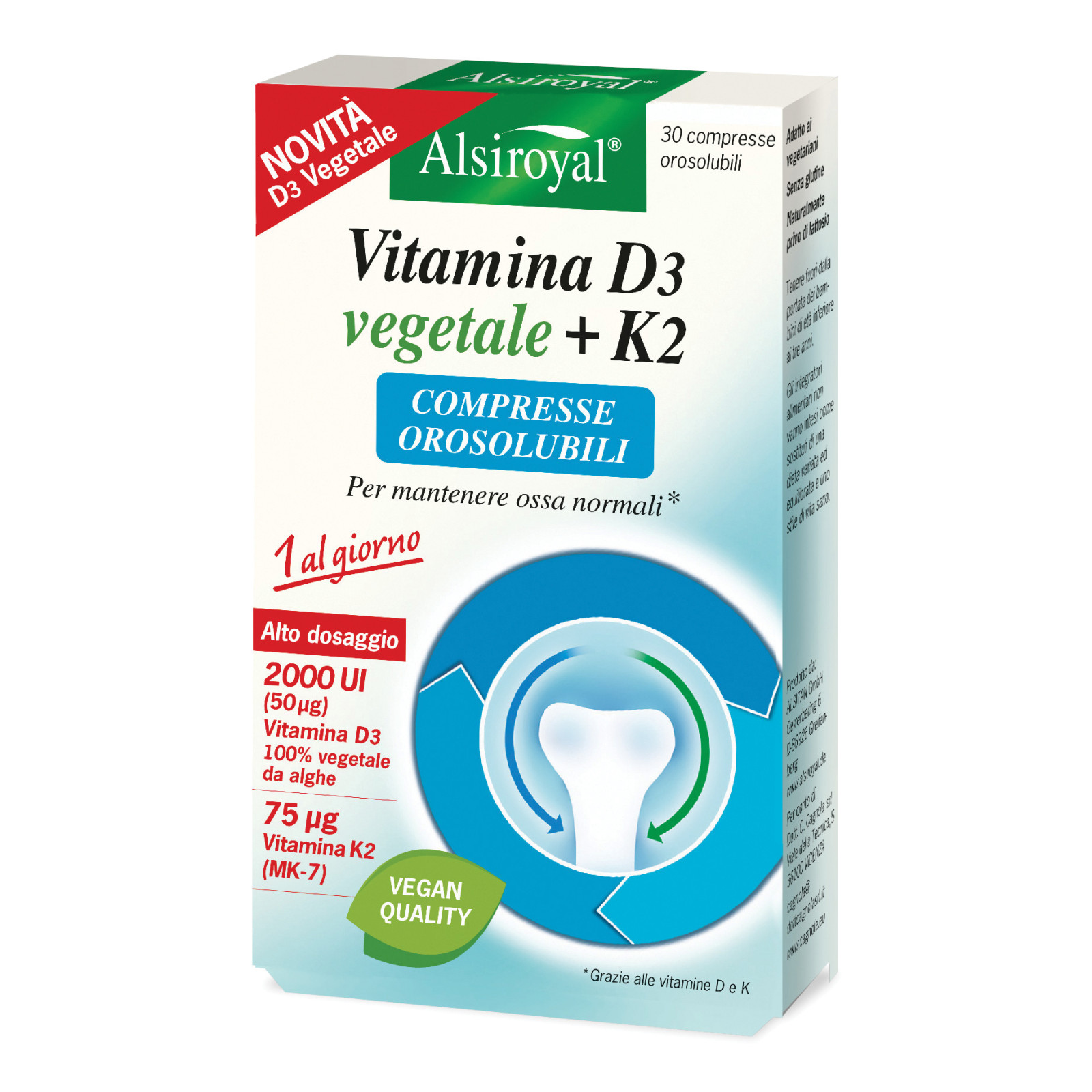 Vitamina D3 K2 Integratore Orosolubile 30 Compresse - Alsitan