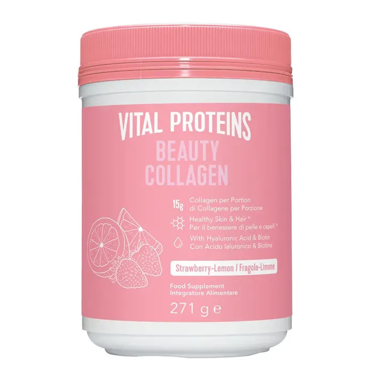 Vital Proteins Beauty Collagen Integratore Pelle e Capelli Gusto Fragola e Limone 271g - Nestle