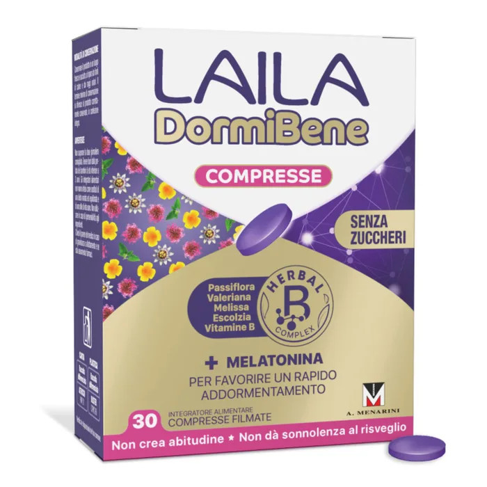 Laila DormiBene Integratore per Sonno con Melissa, Valeriana e Melatonina - 30 Compresse