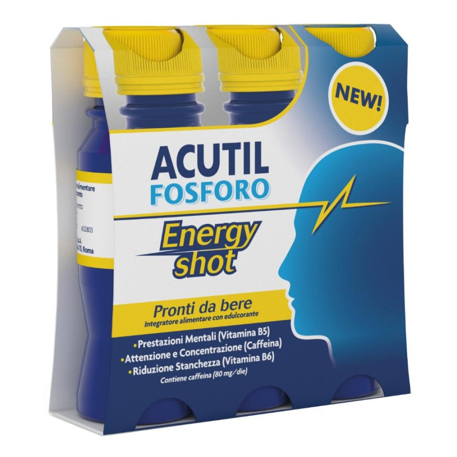 Acutil Fosforo Energy Shot Integratore per Concentrazione 3 Flaconcini - Acutil