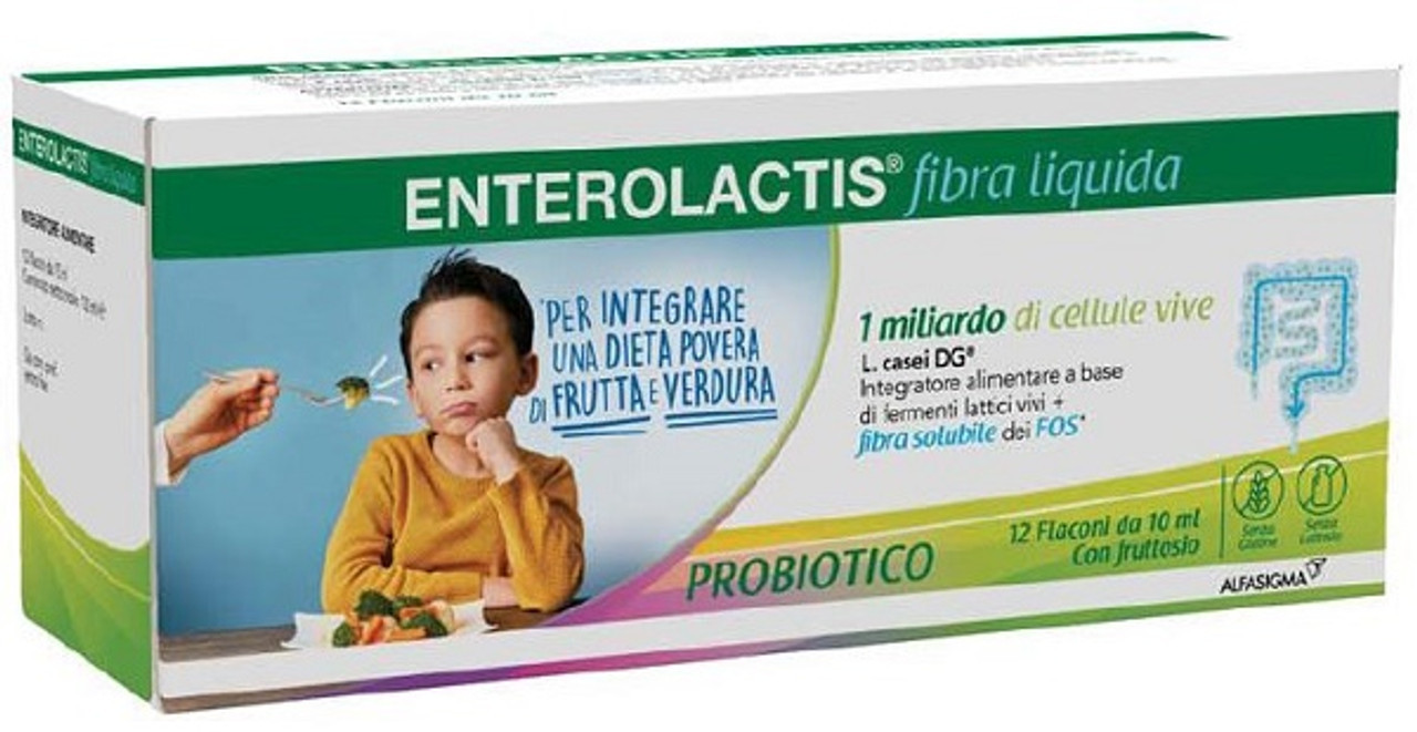 Enterolactis Fibra Liquida Integratore Fermenti Lattici 12 Flaconcini - Enterolactis