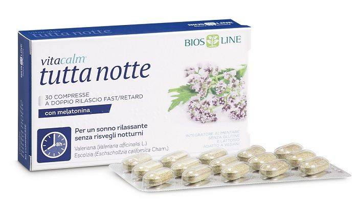Vitacalm Tutta Notte Melatonina Integratore per Sonno 60 Compresse - Vitacalm