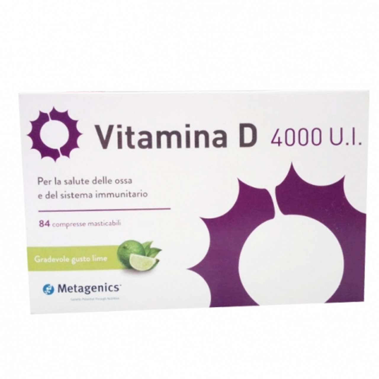 Metagenics Vitamina D3 4000 UI 84 Compresse Masticabili Gusto Lime Vegetariano - Immagine 6