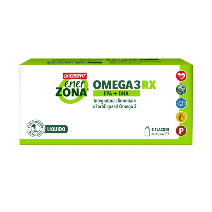 EnerZona Omega 3 RX Liquido Integratore EPA e DHA, 5 Flaconi - Enervit