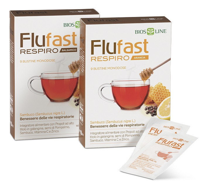 Flufast Respiro Arancia Integratore Benessere Vie Respiratorie 9 Bustine - Apix