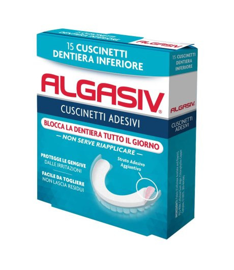 Cuscinetti Adesivi per Dentiera Inferiore 15 Pezzi - Algasiv