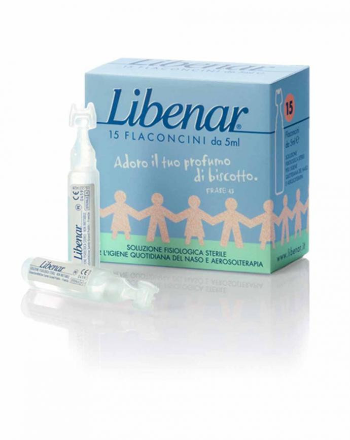 Libenar Soluzione Fisiologica Sterile per Igiene Naso Occhi e Orecchie 15 Flaconcini Monodose - Libenar