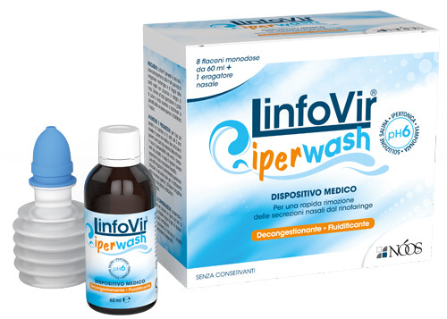 LinfoVir Iperwash Soluzione Salina Ipertonica 8 Flaconcini da 60 ml - Noos