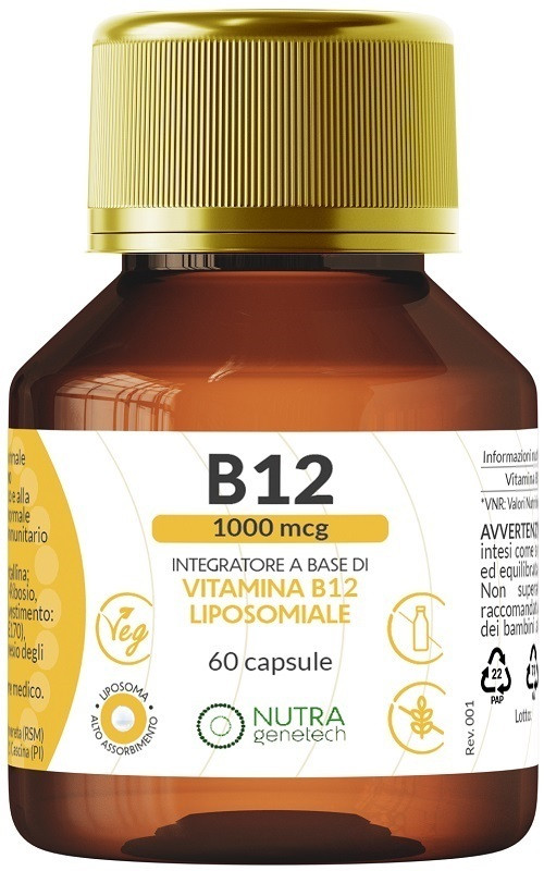 Vitamina B12 1000mcg Integratore Metabolismo Omocisteina 60 Capsule - Nutragenetech