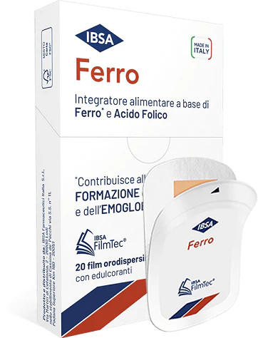 Ferro IBSA Integratore Alimentare con Ferro e Acido Folico 20 Film Orodispersibili - IBSA