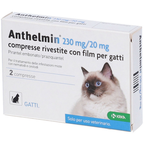 Anthelmin 230 MG/20 MG Compresse Rivestite Trattamento Vermi per Gatti - Krka