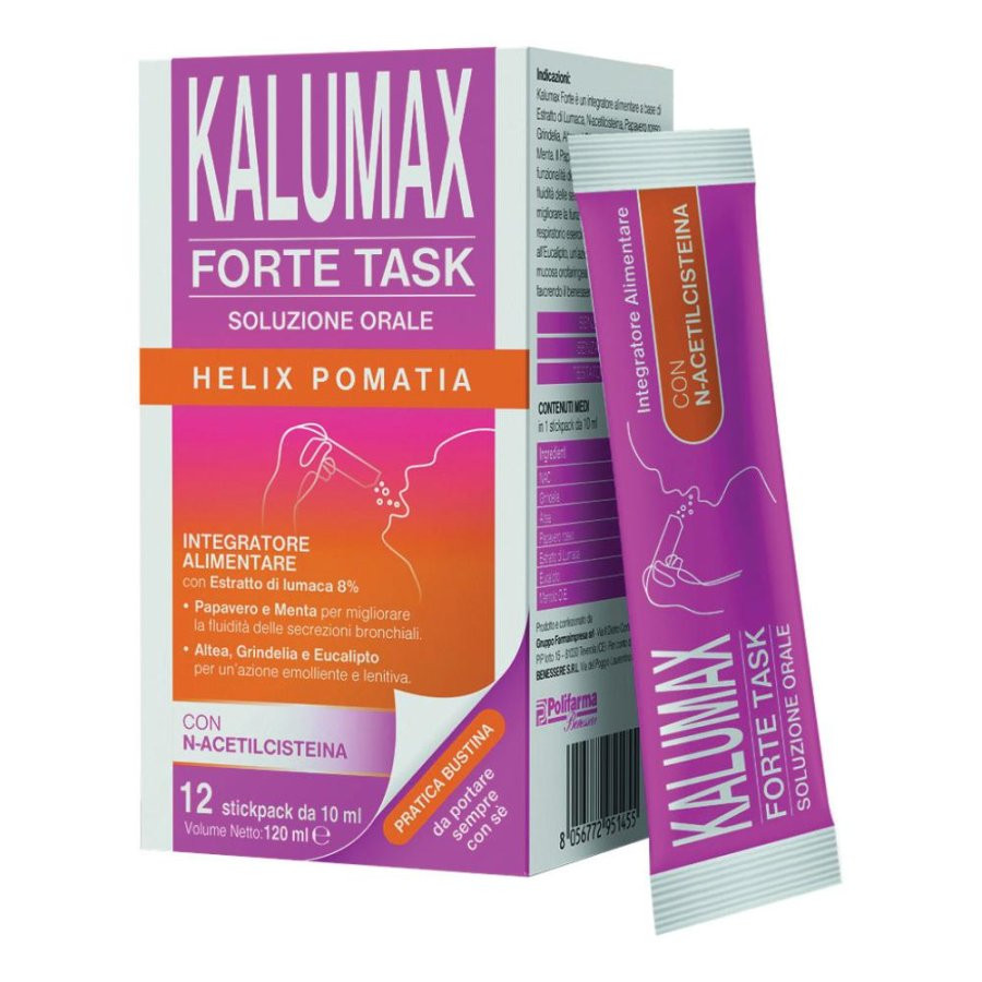 Kalumax Forte Task Integratore per Prime Vie Respiratorie 12 Stickpack - Polifarma Benessere