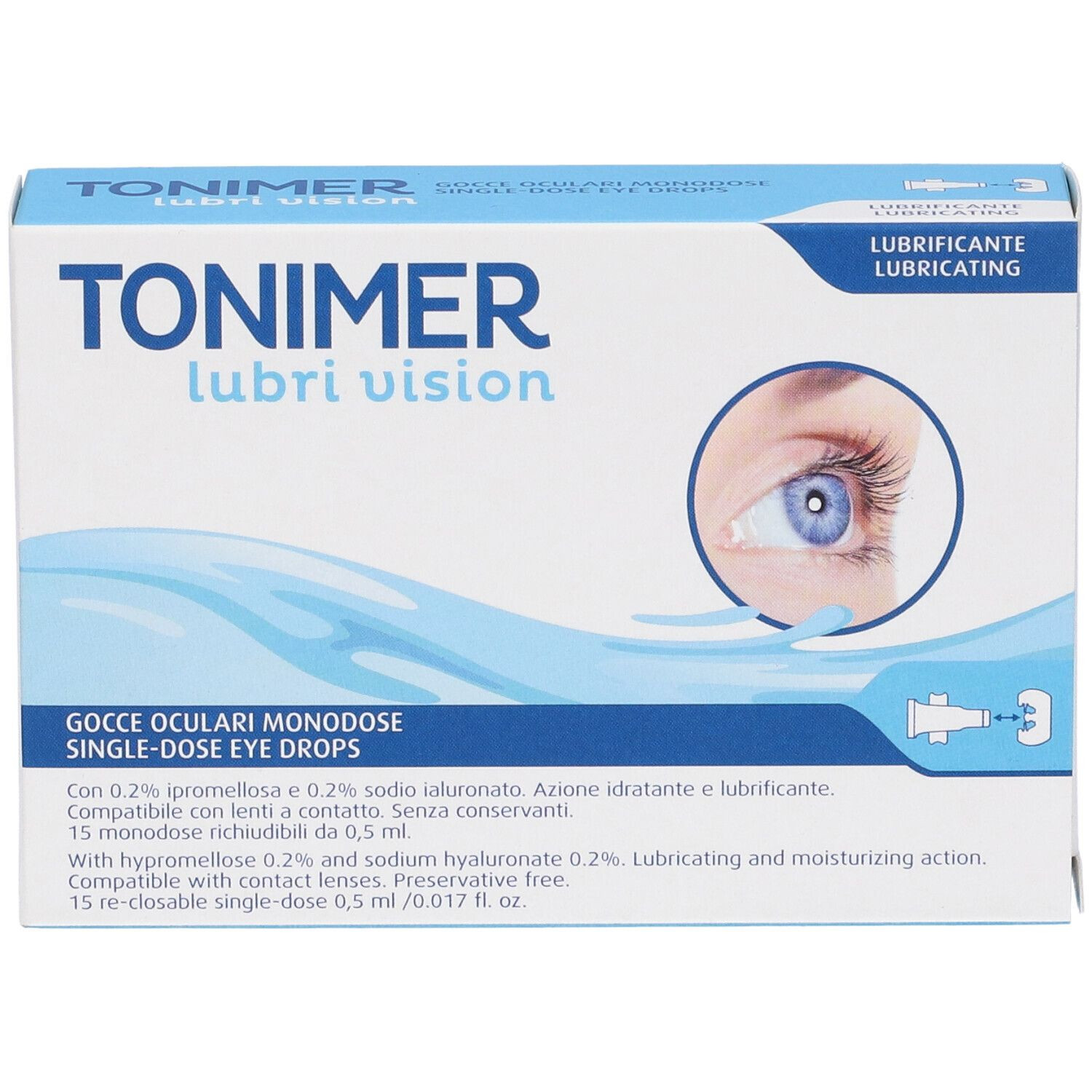 Tonimer Lubri Vision Gocce Oculari Monodose Idratanti Lubrificanti 15 Flaconcini - Tonimer