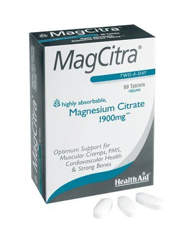 MagCitra Magnesio Citrato Integratore ad Alto Assorbimento 60 Compresse - HealthAid