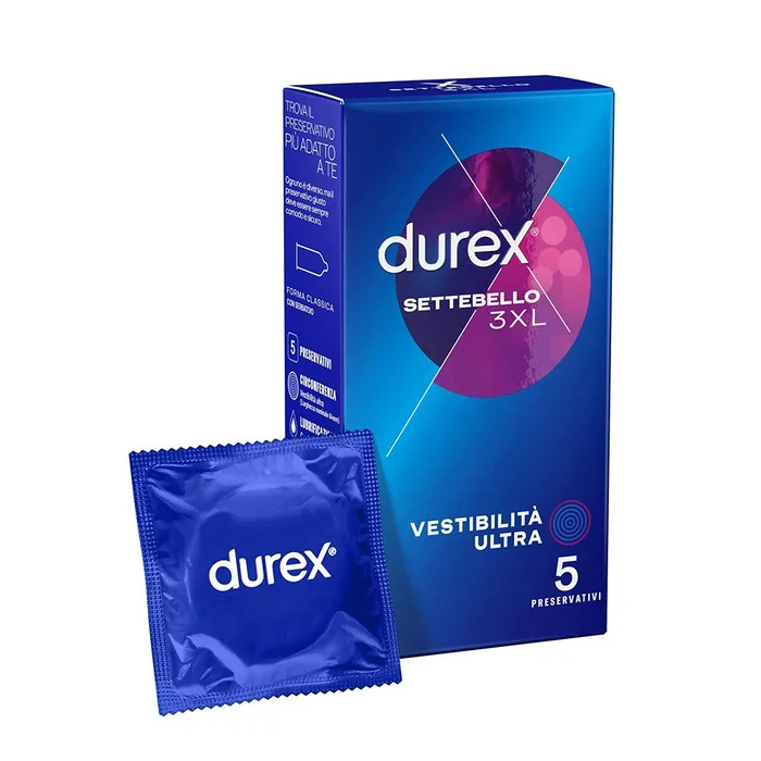 Durex Settebello 3XL Preservativi Vestibilità Ultra 5 Pezzi - Durex