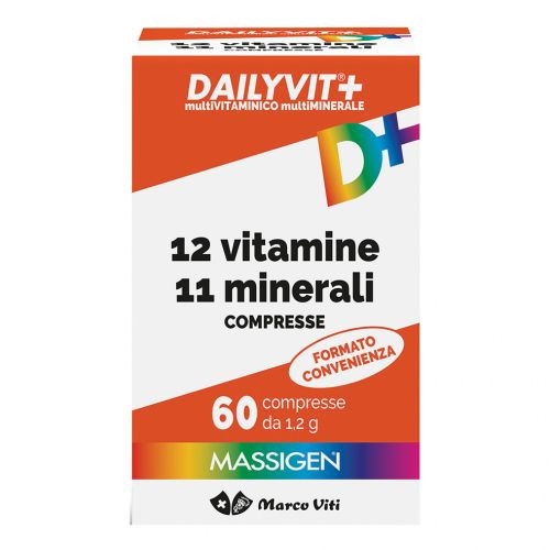 Massigen Dailyvit+ Integratore Multivitaminico con 12 Vitamine e 11 Minerali - 60 Compresse - Massigen