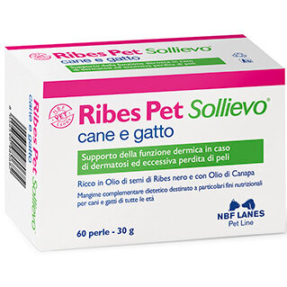 Ribes Pet Sollievo Integratore per Cani e Gatti per Dermatosi e Pelo 60 Perle - N.B.F. Lanes