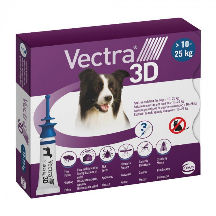 Vectra 3D Antiparassitario Cani 10-25 Kg 3 Pipette - CEVA