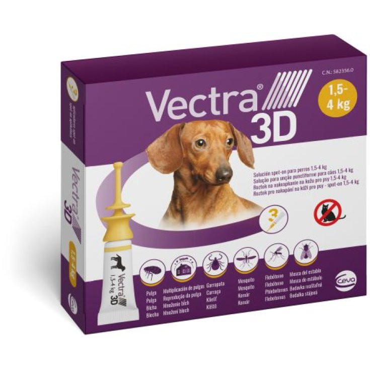 Vectra 3D Spot-on Cani 1,5-4 kg Giallo Antiparassitario - Ceva