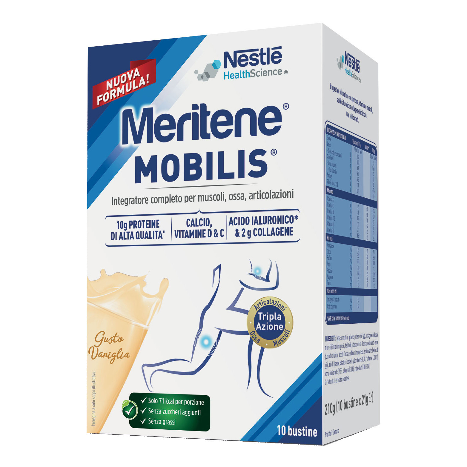 Meritene Mobilis Vaniglia Integratore per Ossa, Muscoli e Articolazioni - 10 Bustine