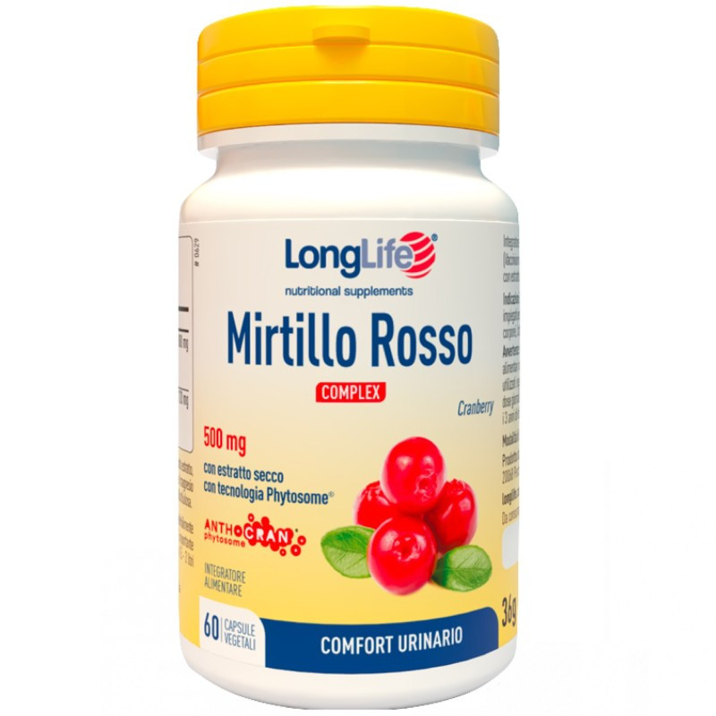 Mirtillo Rosso Complesso Integratore Vie Urinarie 60 Capsule - LongLife