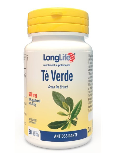 Tè Verde 500mg Integratore Antiossidante, Drenante 60 Capsule - Longlife