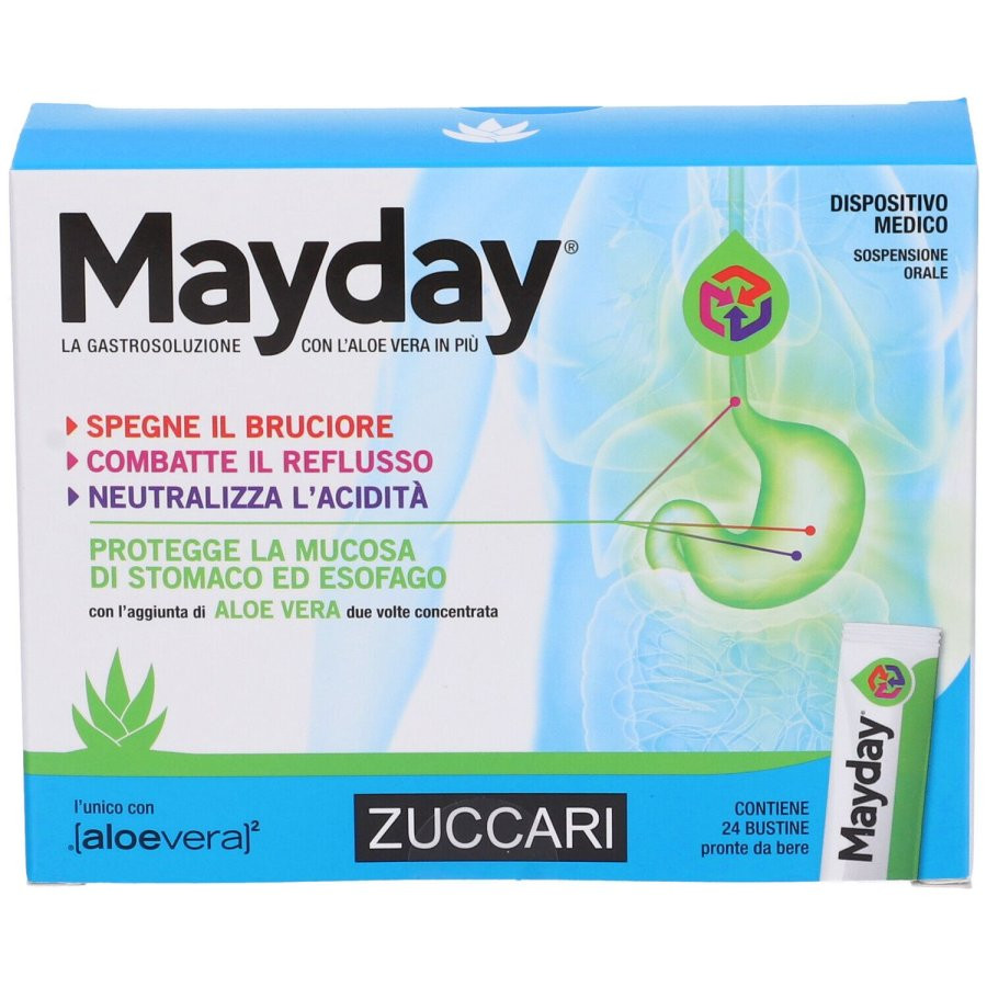 Mayday Sospensione Orale Menta per Reflusso Gastroesofageo 24 Bustine da 10ml - Zuccari
