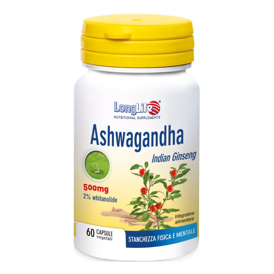 Ashwagandha 500 mg Integratore Tonico Adattogeno 60 Capsule - Longlife