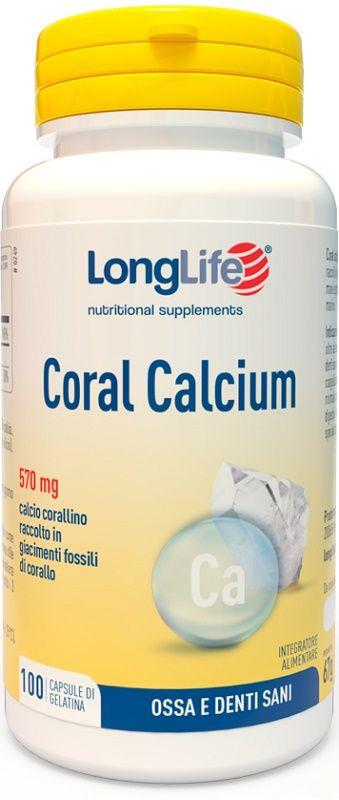 Coral Calcium Integratore Alimentare per Ossa e Denti 100 Capsule - Longlife
