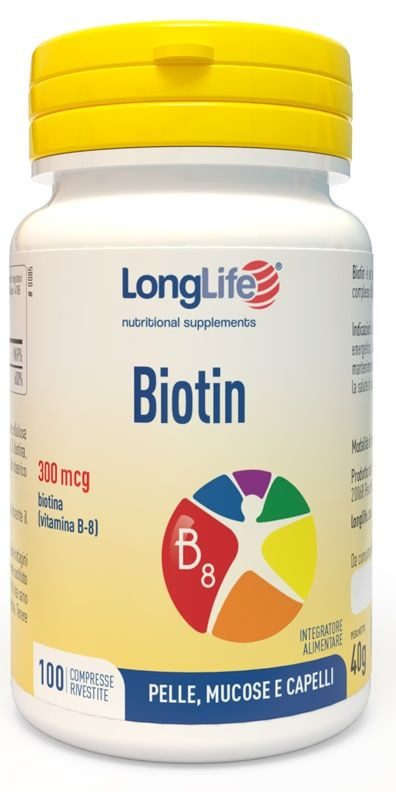 Biotina Longlife Integratore per Pelle e Capelli 300 mcg 100 Compresse - Longlife