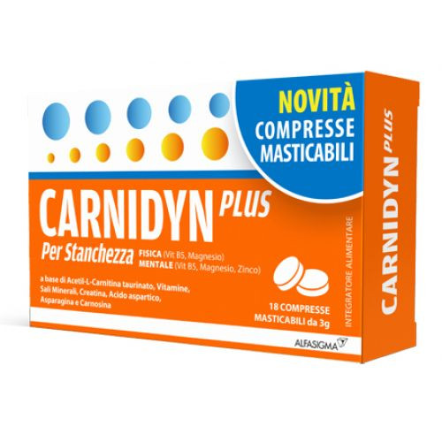 Carnidyn Plus Integratore Stanchezza Fisica e Mentale 18 Compresse Masticabili - Carnidyn