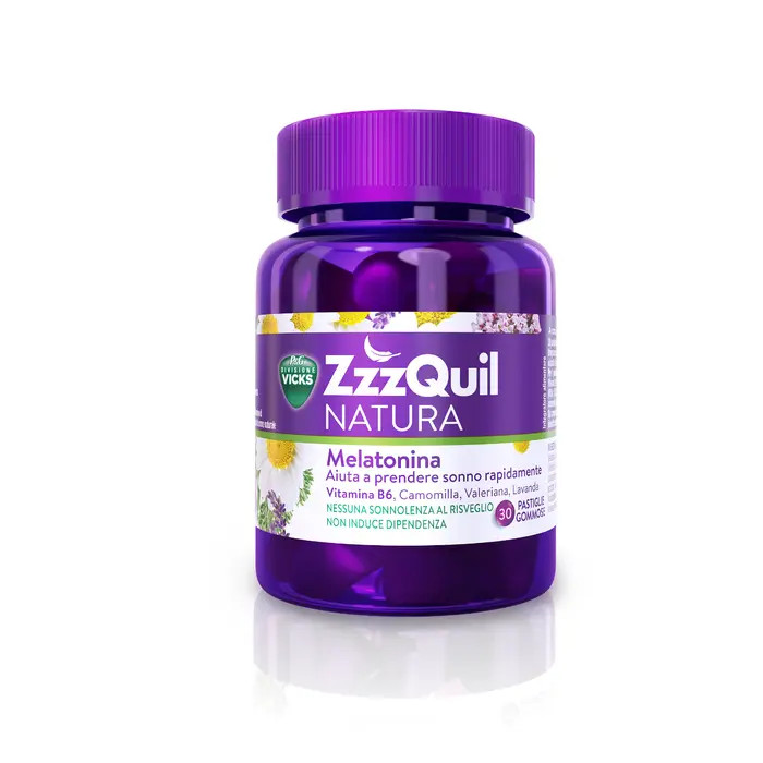 ZzzQuil Natura Integratore Sonno con Melatonina 30 Pastiglie Gommose - Vicks