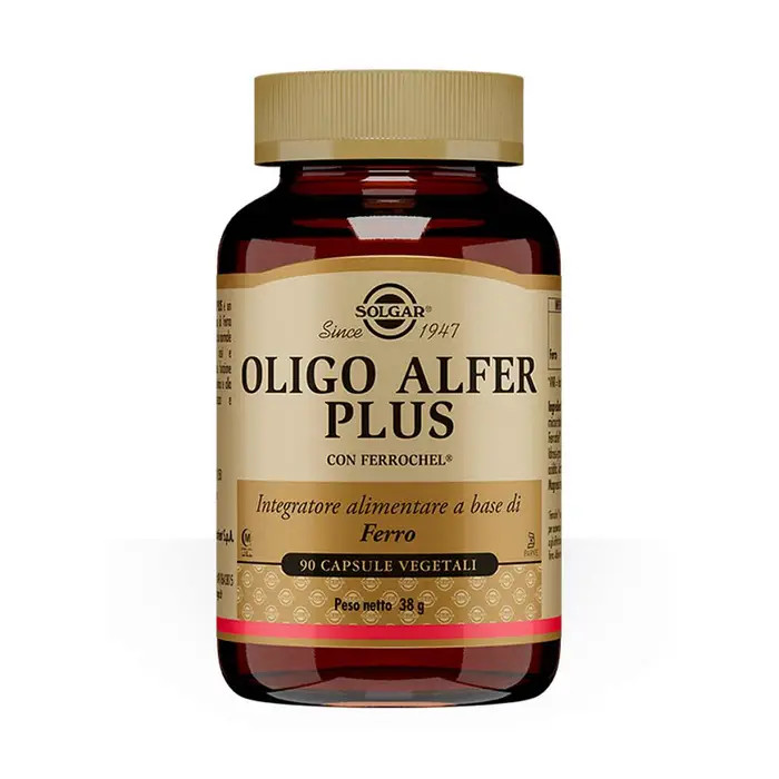 Oligo Alfer Plus Ferrochel Integratore per Stanchezza 90 Capsule Vegetali - Solgar