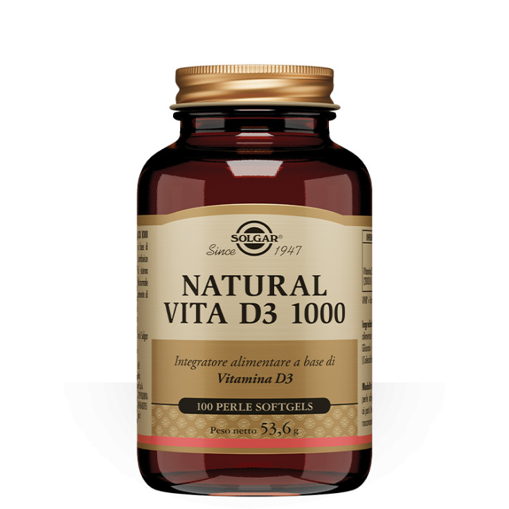 Natural Vita D3 1000 Integratore Vitamina D 100 Perle Softgels - Solgar