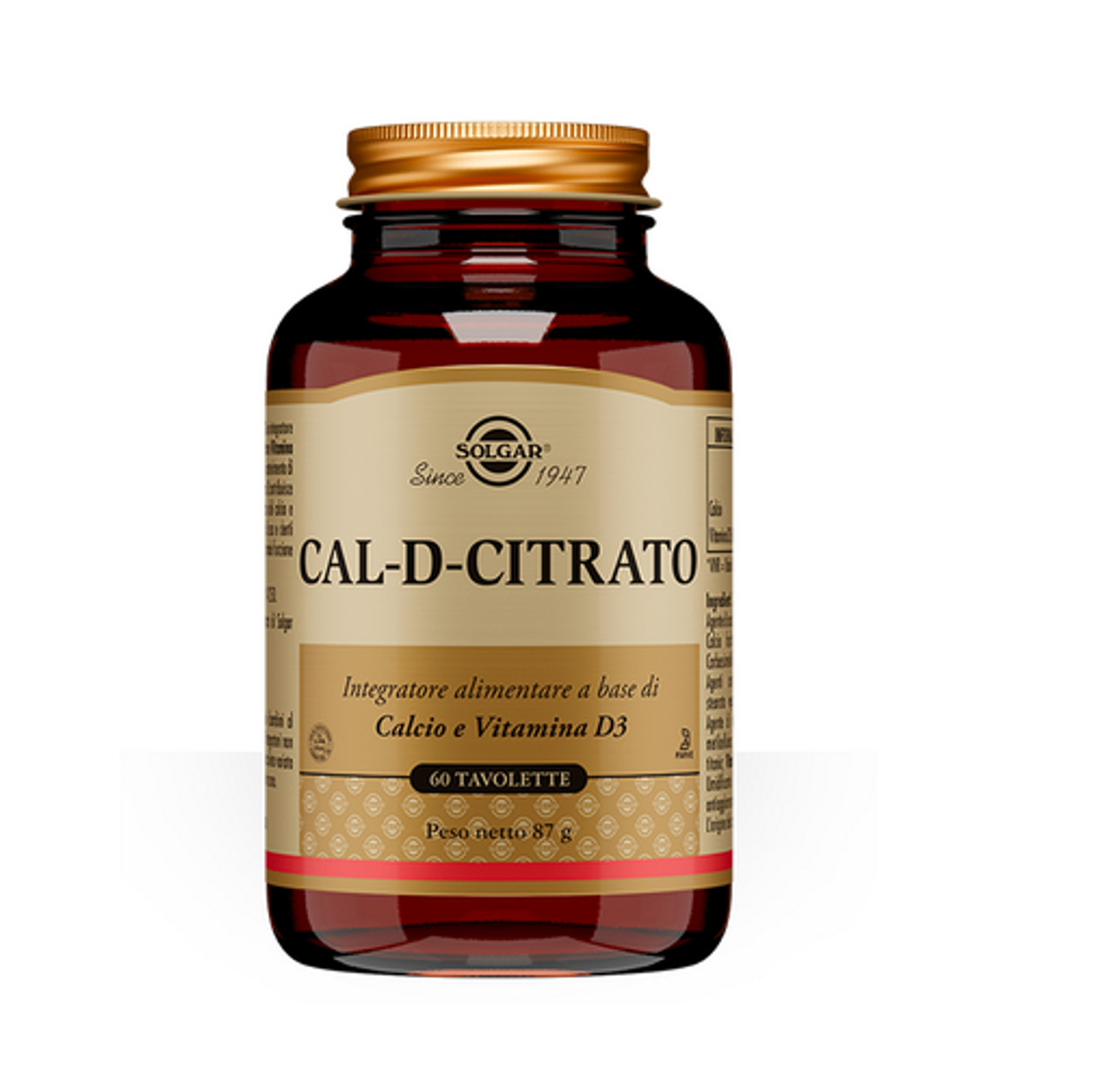 Cal D Citrato Integratore Calcio e Vitamina D3 60 Tavolette - Solgar