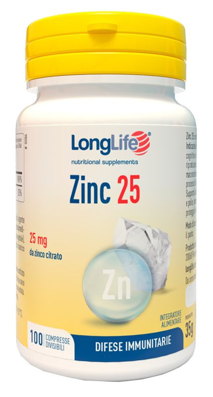 Zinco 25Mg Longlife Integratore Antiossidante 100 Compresse - Longlife