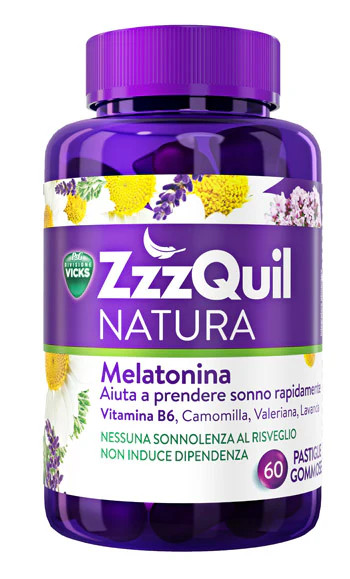 ZzzQuil Natura Integratore Sonno Melatonina 60 Pastiglie Gommose - Vicks