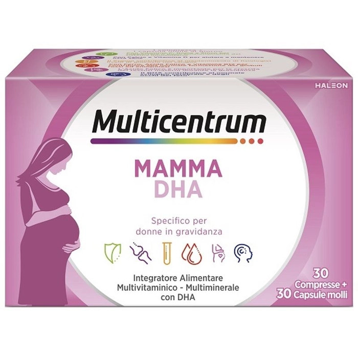 Multicentrum Mamma DHA Integratore Multivitaminico e Multiminerale 30 Compresse + 30 Capsule Molli - Multicentrum