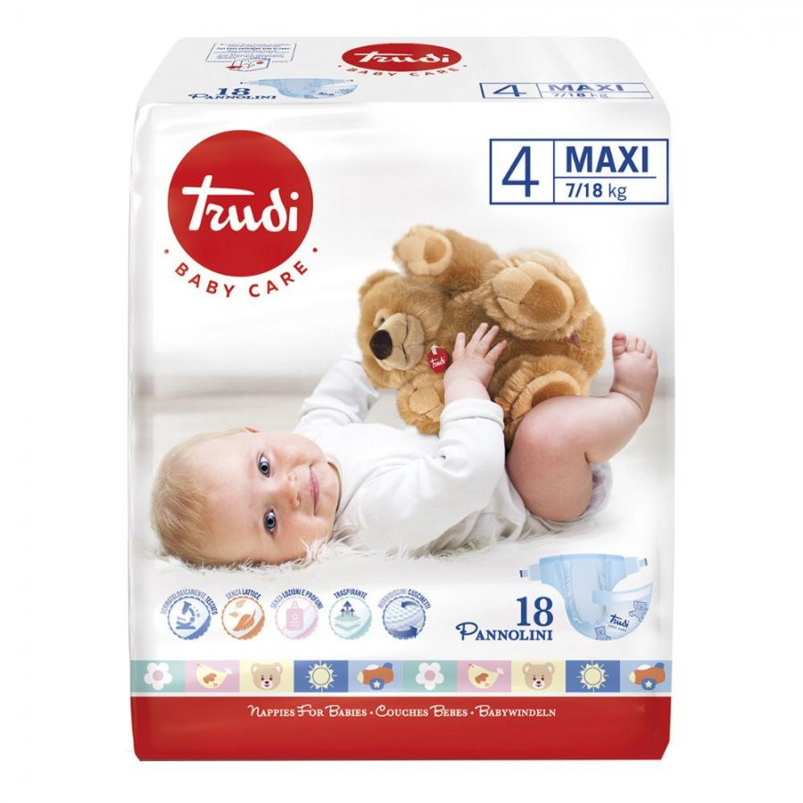 Pannolini Maxi 7/18kg Trudi Baby Care 18 Pezzi - SILC S.p.A.
