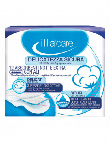 Illa Care Assorbenti Notte Extra con Ali 12 Pezzi - Illa