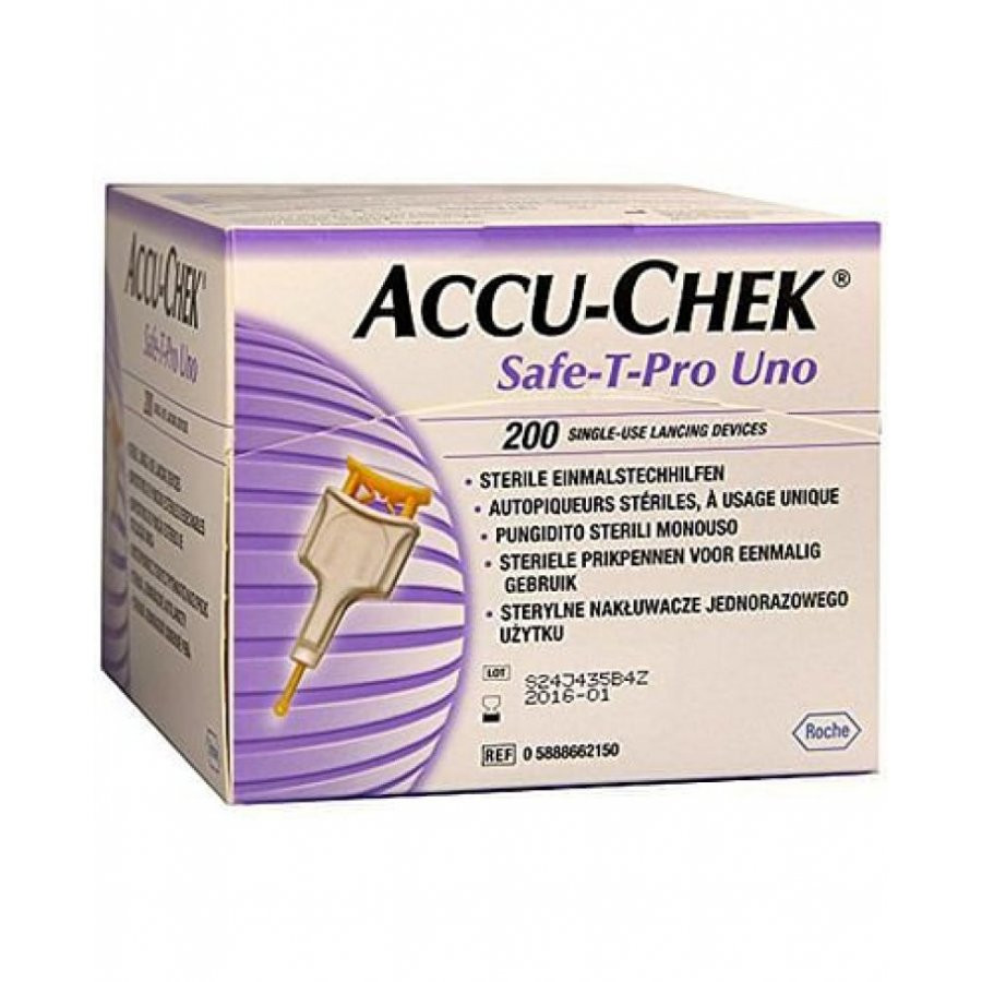 Accu-Chek Safe T-Pro Uno Lancette Pungidito Sterile 200 Pezzi - Accu-Chek