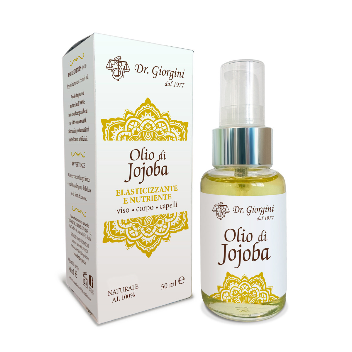 Olio di Jojoba Naturale Puro per Pelle e Capelli Nutriente 50ml - GIORGINI