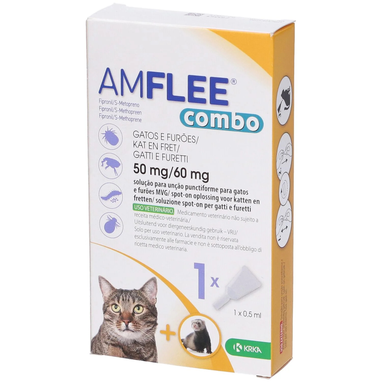 Amflee Combo Soluzione Spot-On per Gatti e Furetti 0,5 ml - Krka Farmaceutici